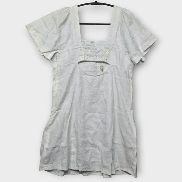 MADEWELL Square-Neck Mini Dress in 100% Linen White 12 NWT - Picture 5 of 12